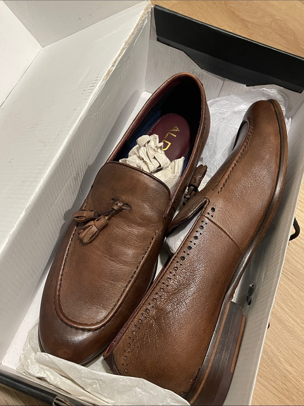 NWT Aldo Brown Leather Tassel Loafers